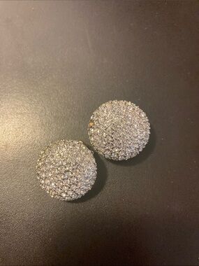 Silver Crystal Pave Dome Earrings - Women's Jewelry
